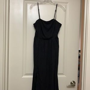 black strappy midi dress